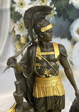 Art Deco Large Roman Warrior Bronze Sculpture Marble Base Figurine Figure Gilt picture