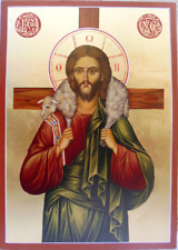 Icon , 25x35 cm , Jesus the good shepherd Hand painted icon , orthodox icon , picture