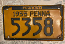 Pair of vintage 1955 & 1955 Pennsylvania license plates blue & orange picture