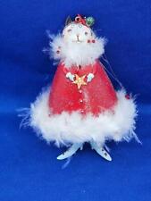 Dept. 56 Patience Brewster Christmas Krinkles Cat Ornament Red Dress Feathers 4