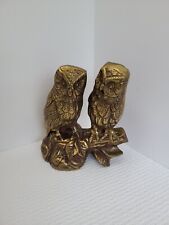 Solid Brass Owls On a Branch Figurine picture