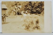 Manchester VT Farmers Raking Hay 1924 to John Elliott New Haven Postcard P13 picture