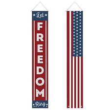 2 Pack 4th of July Decorations Let Freedom Ring Patriotic Banners and Hanging... picture