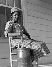 1939 African American Woman Churning Butter, AL Old Photo 8.5