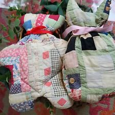 VIntage Old Quilts Repurposed ,Handcrafted Bear & Cat picture