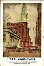 New York NY Hotel Commodore Manhattan East Side Advertising Vintage Postcard picture