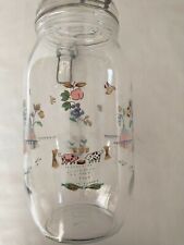 Vintage ARC France 2L Glass Canister Jar With Wire Closure Farm Animal Pattern picture