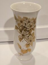 Vintage Kaiser Germany White Hand Painted Gold Leaf Floral Porcelain Vase 1970s picture