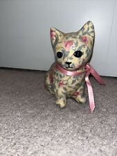 Vintage Accents | Vtg Decoupage Ceramic Cat Kitten Kitty Floral Cream picture