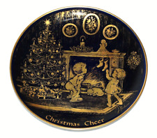 24K Gold Cobalt Plate HH Lihs Lindner of Kueps Bavaria Christmas Cheer 1975 Mini picture