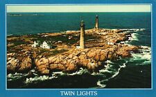 Vintage Postcard 1987 Twin Lights Patchers Island Rockboard & Gloucester Mass. picture