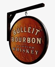 Bourbon Whiskey Pub Sign Bulleit Bourbon 15 inch Diameter Wooden Sign and Wal... picture
