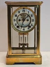 Antique ANSONIA Victorian Brass & Glass Open Escapement Crystal Regulator Clock picture