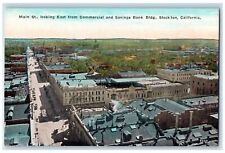 c1940's Main Street East From Commercial Savings Bank Bldg. Stockton CA Postcard picture
