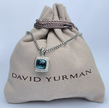 David Yurman Sterling Silver 7mm Albion Necklace Hampton Blue Topaz & Diamonds picture