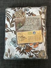 Vtg Sears Perma-Prest Percale Full Size Fitted Sheet Floral Bridgeport Brown picture