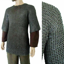 LARGE Chainmail Shirt Flat Riveted +Flat Washer Chain Mail Haubergeon | ARMOR picture
