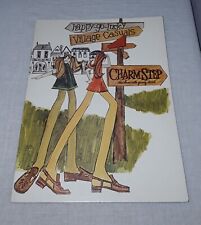VINTAGE CHARM STEP SHOES CARDBOARD STORE COUNTER DISPLAY SIGN UNUSED NOS picture