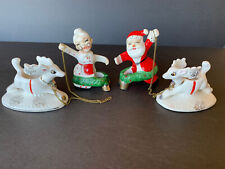 Vtg Dan Brechner Santa Mrs Claus reindeer candle huggers holders Christmas Japan picture