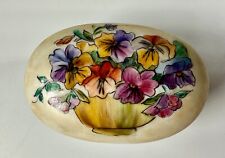 Vintage Porcelain Hand Painted Pansy Flower Trinket Ring Box picture