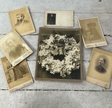 Antique Lot Of 7 Cabinet Cards Large One Memorial Card   picture