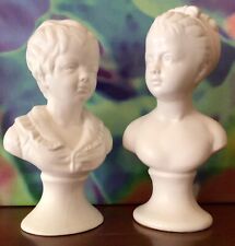 NAPCO WARE ~ Vintage Boy & Girl Busts ~ Bisque Ceramic ~ 9”~Labeled ~ C. 1950’s picture