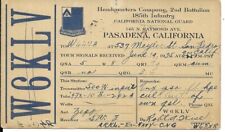QSL 1935 Pasadena CA National Guard   radio card picture