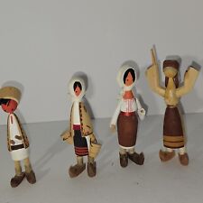 Vintage Romanian Folk Art Wooden Handcarved Figurine Lot Hand Painted Wood  picture