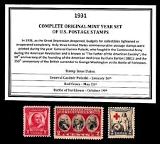 1931 COMPLETE YEAR SET OF MINT -MNH- VINTAGE U.S. POSTAGE STAMPS picture