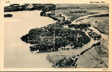 Postcard Aerial View Hiawatha Park Red Cedar River Rice Lake Wisconsin WI   O501 picture