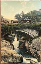 Betws-y-Coed Wales Pont-Y-Pair Bridge Horse Drawn Wagon Antique Postcard c1910 picture