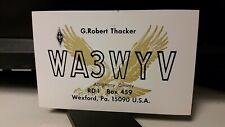 amateur radio QSL postcard WA3WYV G. Robert Thacker 1975 Wexford Pennsylvania picture