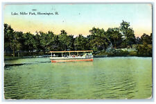 c1910 Lake Miller Park Bloomington Illinois IL Tremont IL Boat Scene Postcard picture
