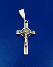 Sterling Silver  St Benedict Crucifix Pendant Cruz De San Benito Silver 950 picture