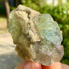 67G Rare Transparent greenCube Fluorite Mineral Crystal Specimen/China picture