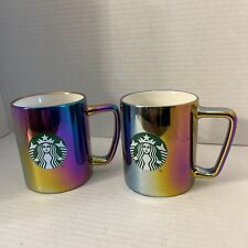 Pair Of Starbucks Rainbow Iridescent Logo Starbucks Coffee Mug Cup 11oz 2022 picture