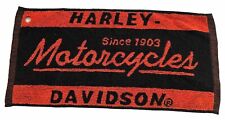 NWOT Harley Davidson Motorcycles Factory Bar Shop Towel Black Orange 10”x21” picture