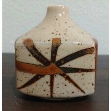 Vintage Mid Century Ceramic Japan Bud Vase Black Brown Tan picture