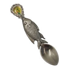 Vintage Florida Keys Souvenir Spoon US Collectible Pewter Figural Fish Handle picture