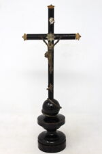 13 in. mid 19th century German Crucifix with skull/crossbones/snake around globe picture