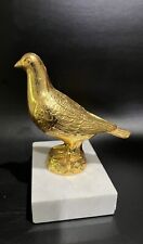 VINTAGE GOLD PIGEON ON MARBLE BASE PAPERWEIGHT DOORSTOP picture