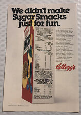 Vintage 1977 Kellogg’s Sugar Smacks Original Full Page Print Ad - Just For Fun picture