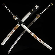 40'' Battle Ready T10 Steel Clay Tempered Japanese Samurai Sword Real Hamon picture