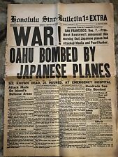 Dec. 7, 1941 Honolulu Star Bulletin: War: Oahu Bombed By Japanese Planes: WWII picture