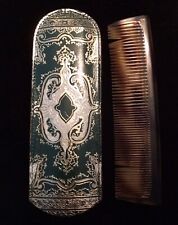 RARE Vintage Signed VETTA Comb With Fiocchi Florentine Leather Holder Case Italy picture