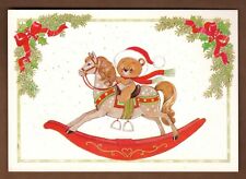 Vintage Rocking Horse & Teddy Bear Christmas Postcards, 6 Ct Drawing Board Retro picture