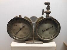 Vintage Dual Steam pressure Gauges With  Mount US Gauge Co Nickel Plated Brass picture