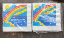 80s Vintage Congratulations Graduation Luncheon Napkins QTY. 32 Rainbow picture