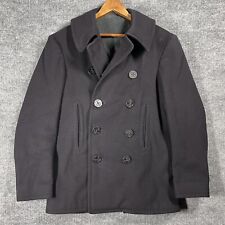 VINTAGE WWII US Navy Wool Pea Coat Naval Clothing 10 Buttons Storm Flap Named picture