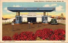 Eastern Entrance Bankhead Tunnel Mobile AL Alabama Linen Postcard PM Cancel WOB picture